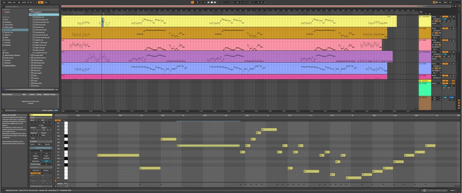Fenêtre d'édition de Live! d'Ableton - MIDIFILES.COM
