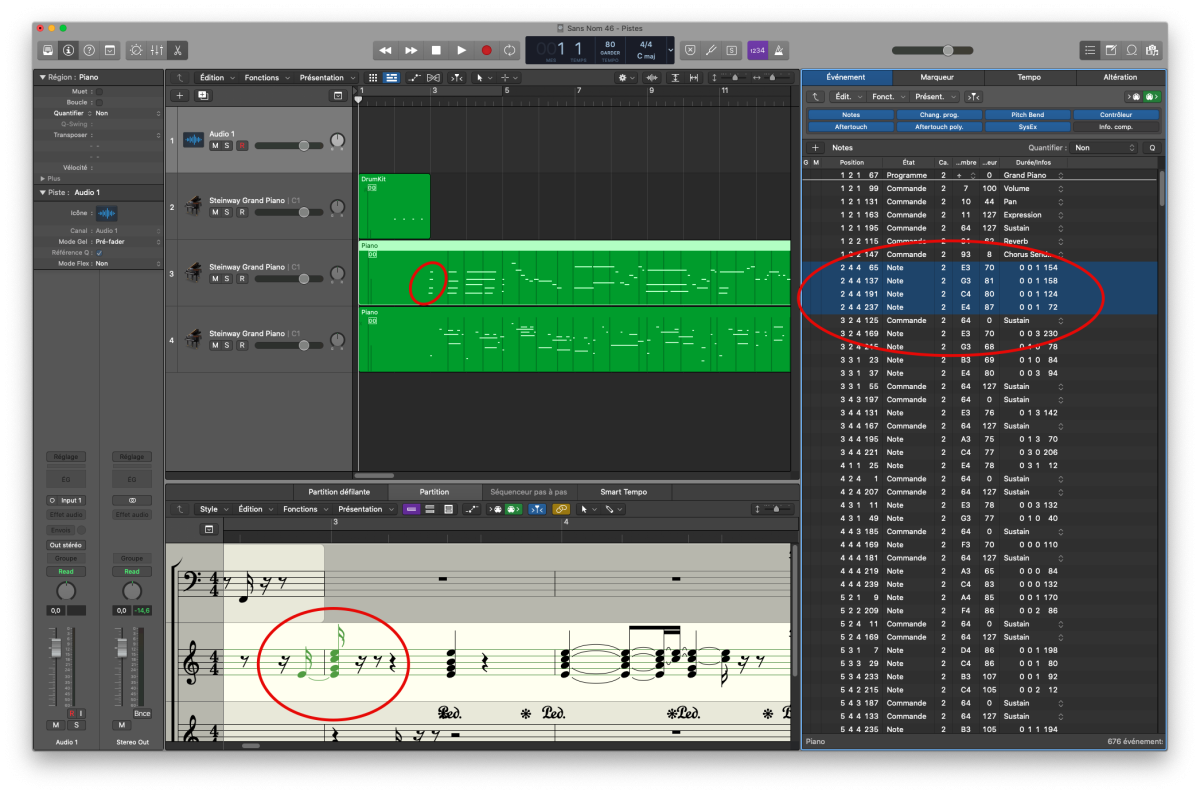 Fenêtre d'édition de Logic Pro sur Mac - MIDIFILES.COM